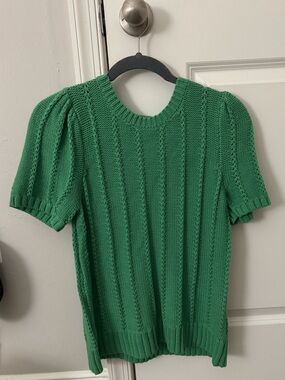 Christopher & Banks Green Short-Sleeve Knit Top